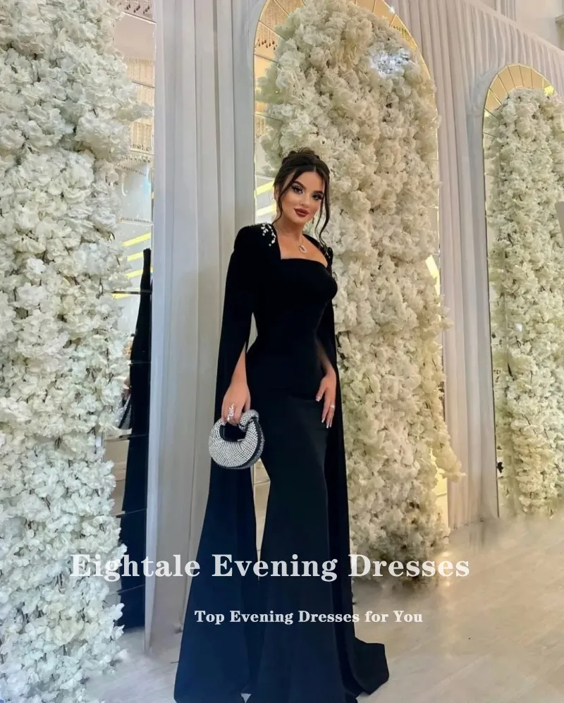 Women prom dresses Eightale Dubai Evening Dress Cap Sleeves Prom Gown Mermaid Beaded Arabic Wedding Party Dresses for Special Occasion