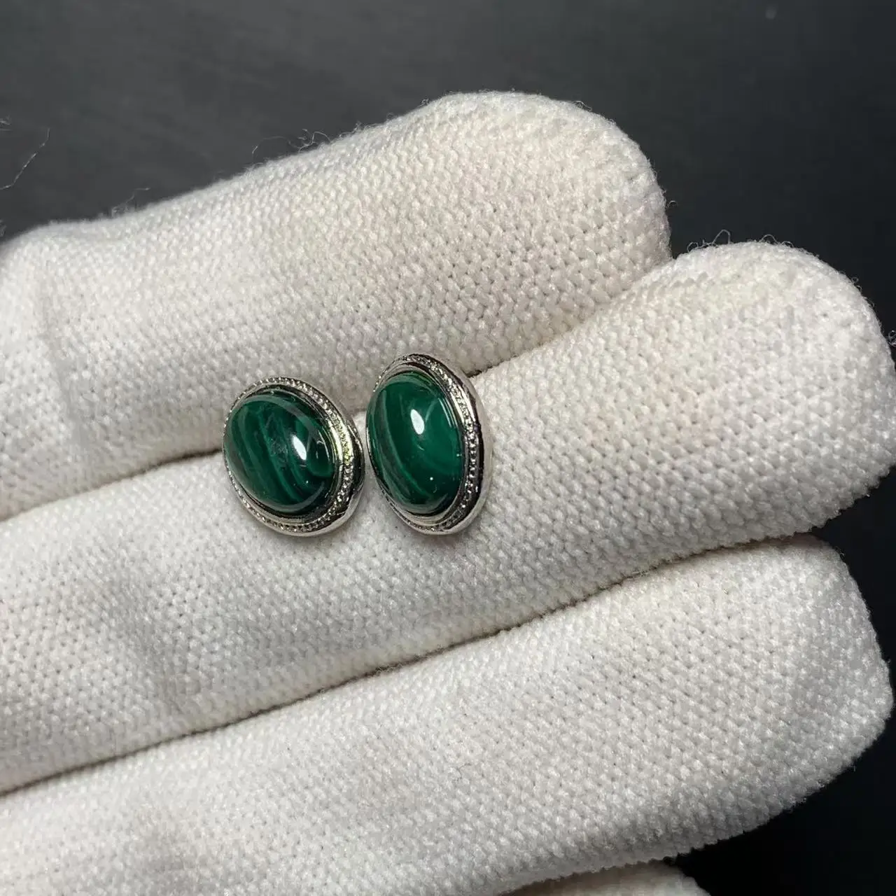 7MM Natural Malachite Stud Earrings For Women stainless steel Vintage Femme Gift Prevent Allergy Fine Jewelry Stone