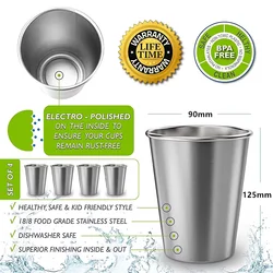Stainless Steel Unbreakable Pint Cups - 500ML Reusable & Stackable Tumblers - 401-500ml (1 Piece)