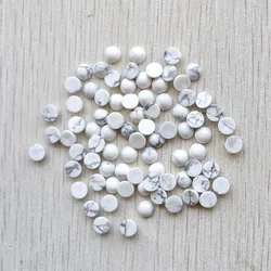 Wholesale 100pcs High - Quality 6mm Natural Stone Round Cabochon Beads for Jewelry Making Accessories (White turquoise)