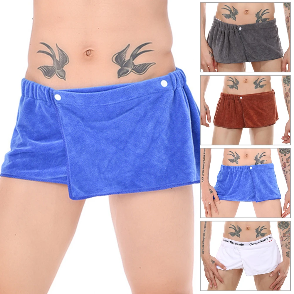 Men Soft Wearable Bath Towel Short Pants Portable Beach Blanket Water