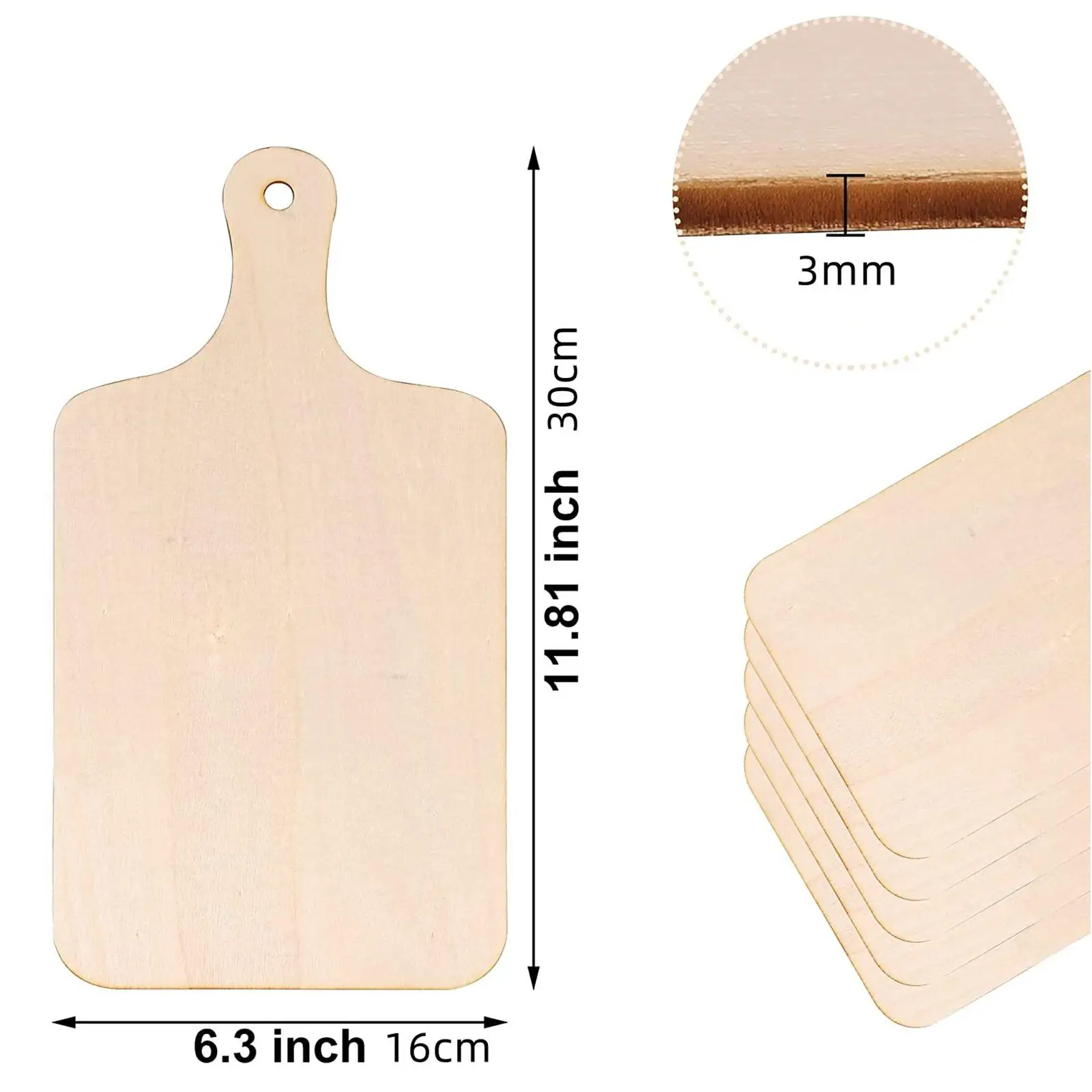 10 Pcs Round Wooden Board Cutting Boards Handle Serving Tray Small Mini  Decor Decorative DIY Chopping Craft Kitchen table for - AliExpress