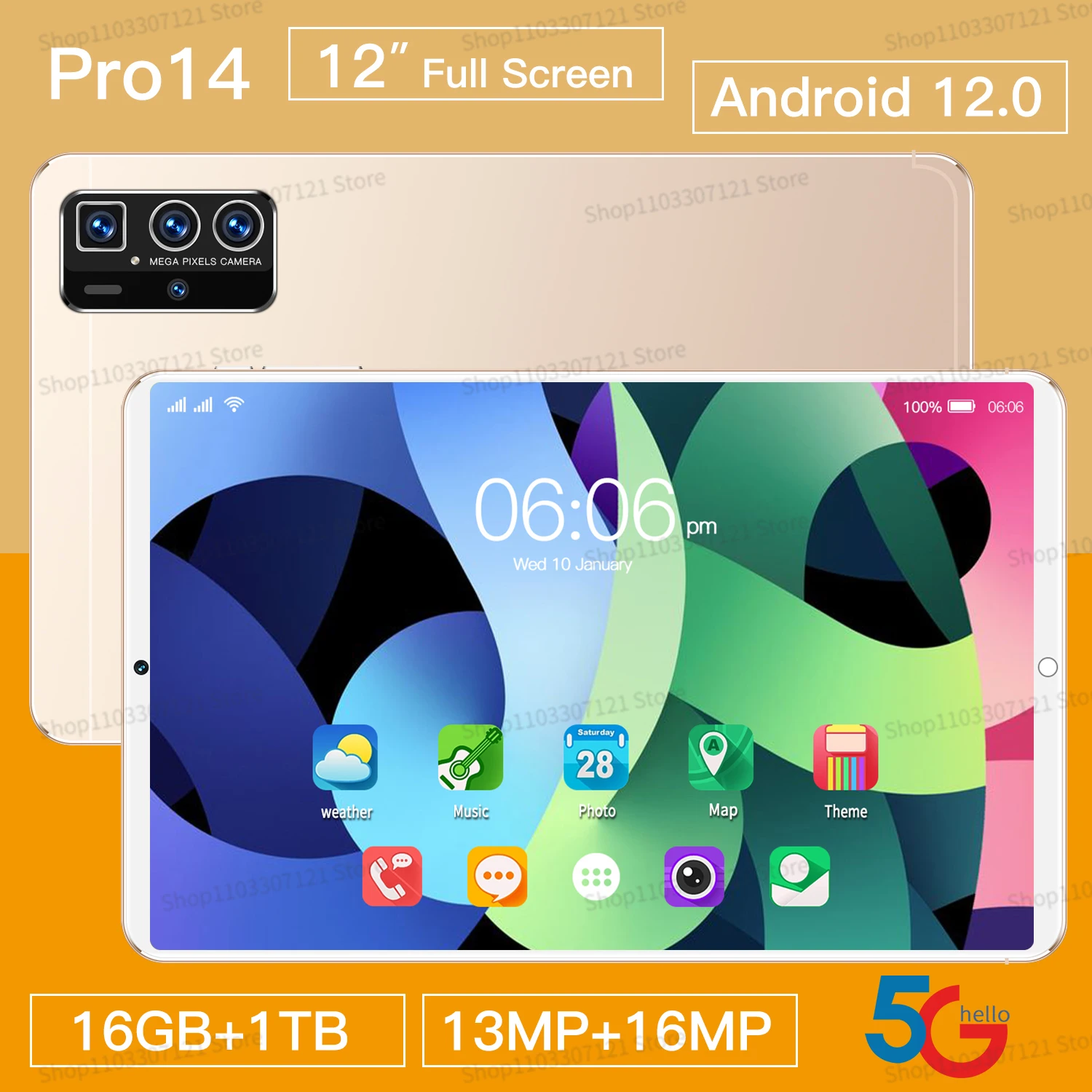 

Global Version Tablets Pro 14 10.1inch HD Original Tablet 5G Wifi Android PC Tablets Google Play Tablets PC Global Tab Pads GPS