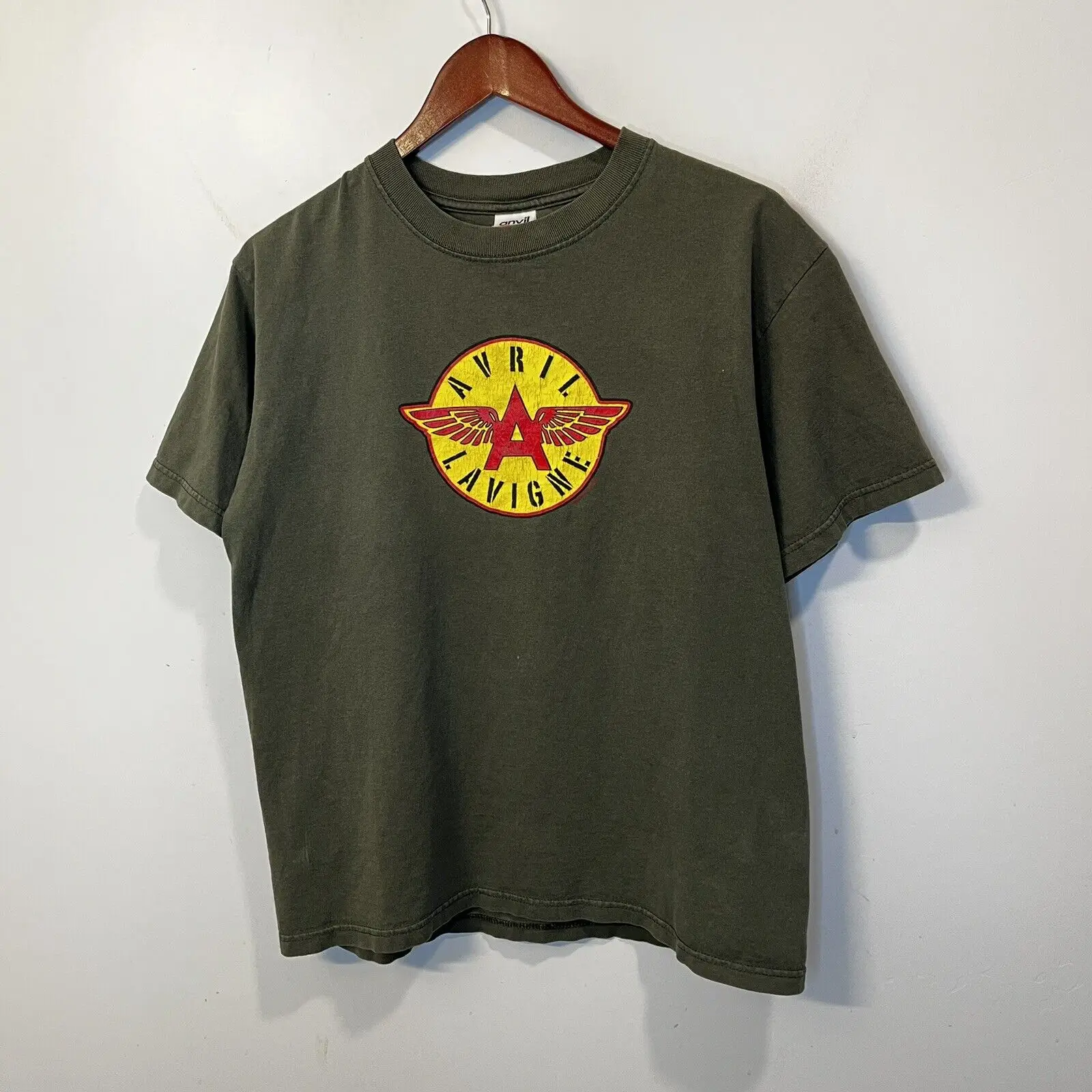 Vintage Y2K Avril Lavigne Album Tour T-Shirt Army Green Skate Invil Tag M