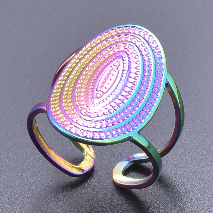 Oval Vintage Rings For Women Men Open Adjustable Ring Evil Eye Geometric Wedding Gift Bague Femme Acier Inoxydable Gypsy Style