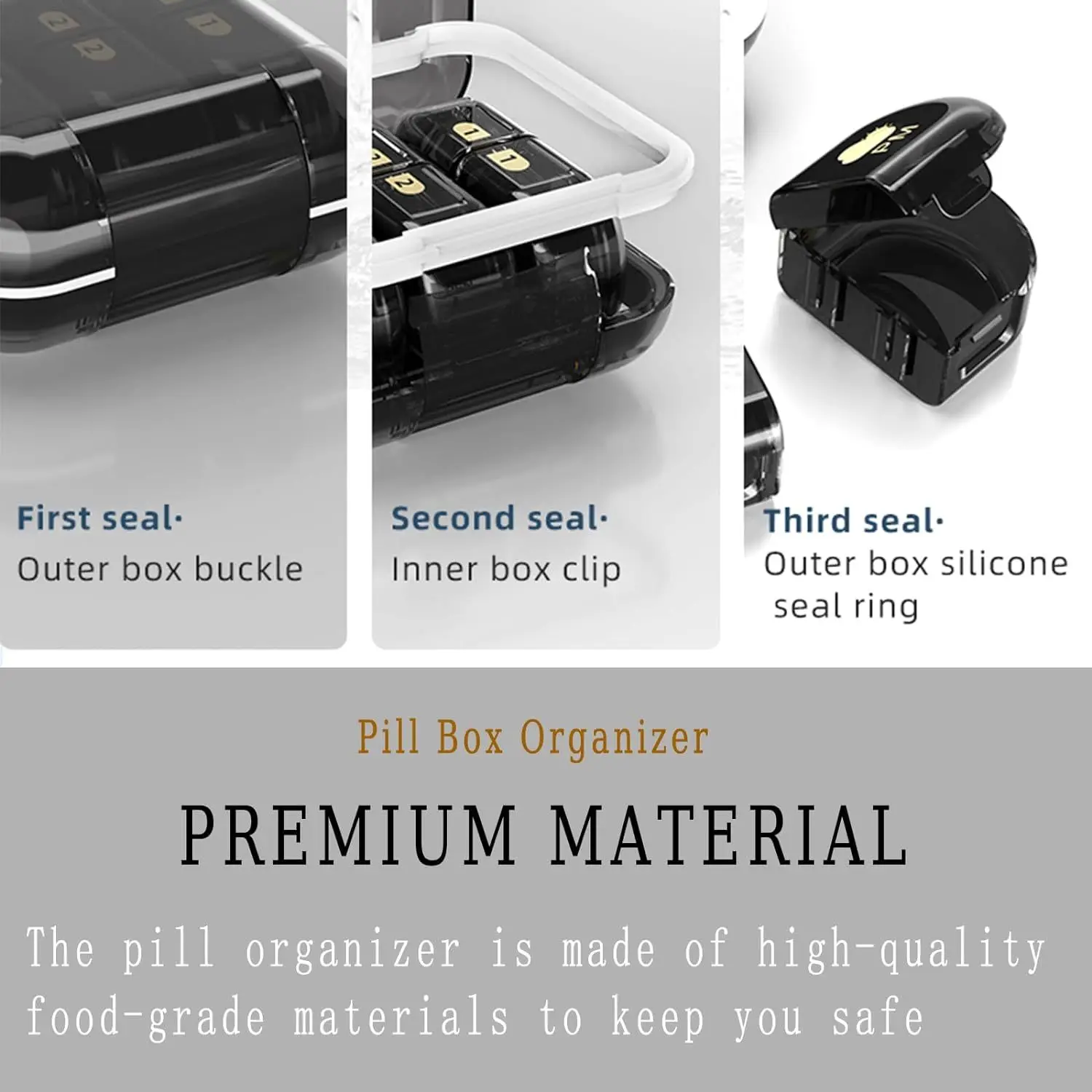 Pill Box Organizer Removable 2 Compartments Small Pill Box AM PM Portable 3 Day Travel Pill Organizer Daily Storage Container