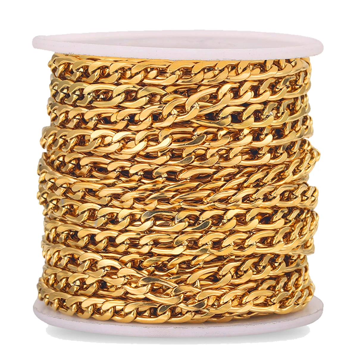 1 Meter Stainless Steel Gold Rolo Cable Chains Flat Wire Chic 3:1