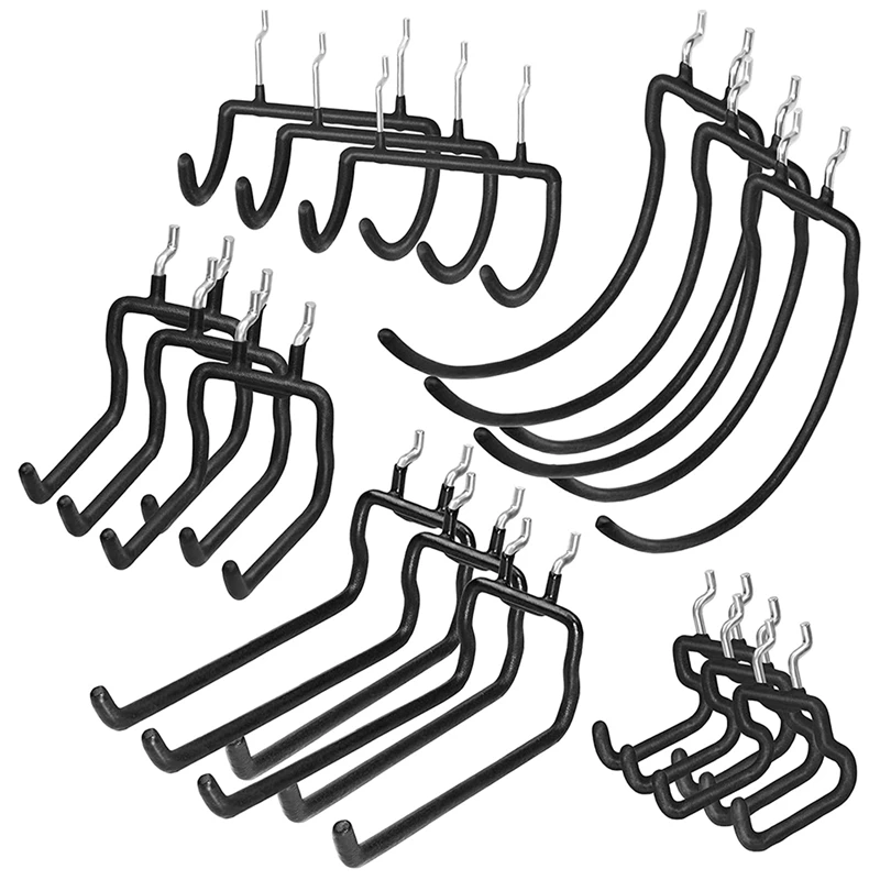 

15Pcs Pegboard Double Hooks Hangers, Pegboard Drill Cord Holders, Peg Board Hanging Power Tool Accessories (5 Shapes)