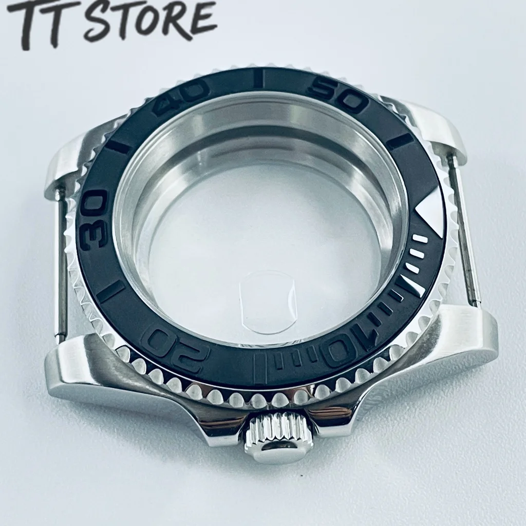 Sleek Silver 40mm Watch with Ceramic Bezel & Sapphire Case - Unisex Design