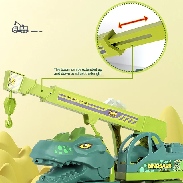 Children Dinosaur Engineering Car Toys Kids Large Size Transport Excavator Vehicles Carrier Truck Toy Pull Back Vehicle Gifts 6