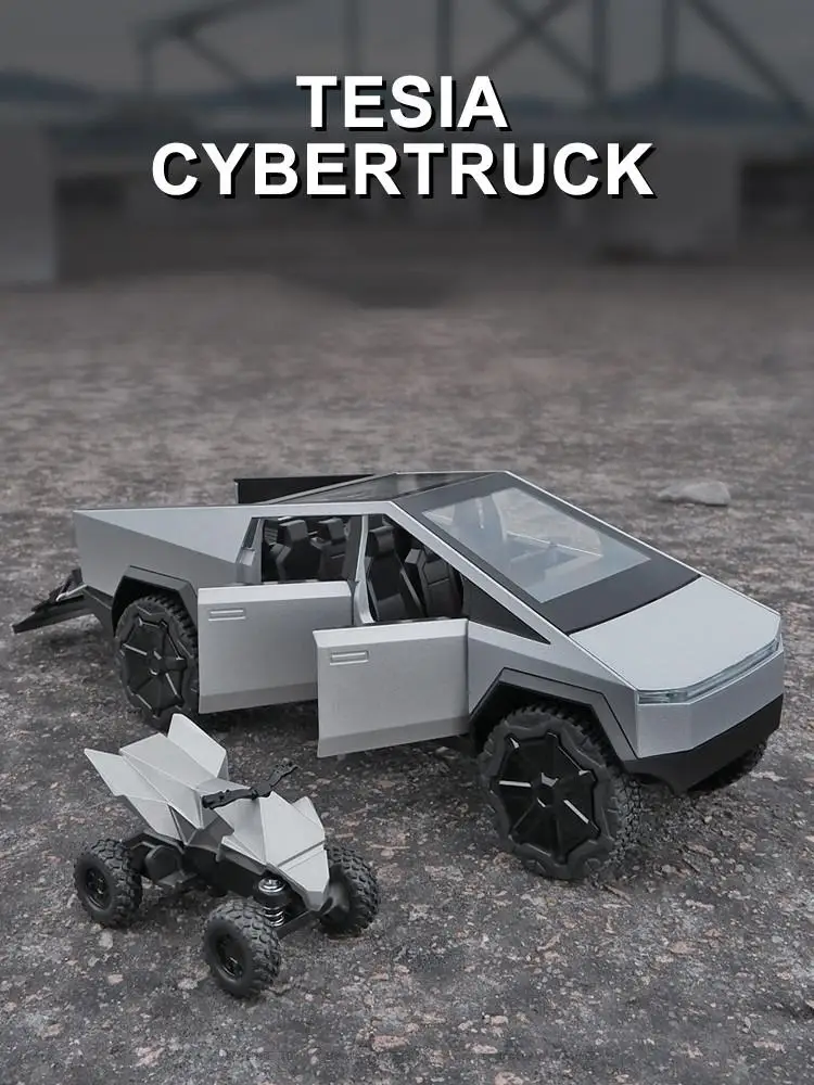 1:24 Scale Cybertruck Model Toy Pull Back Pick-Up Truck With Sound And Light