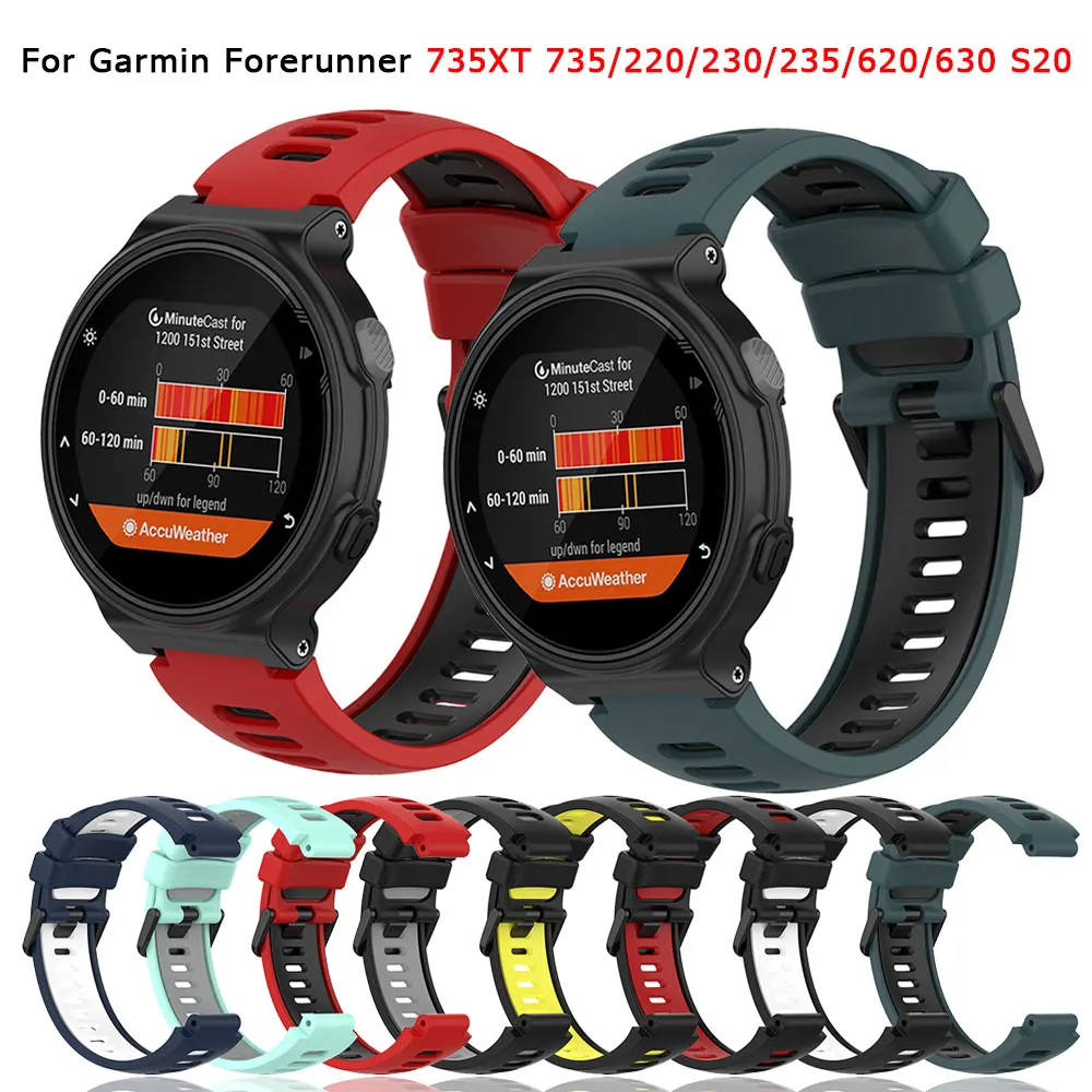 

Silicone Watch Band For Garmin Forerunner 220 230 235 735XT 735 620 630 S20 S5 S6 Replacement Strap Bracelet Watch Wristband