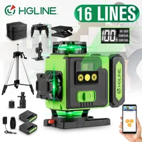 Niveau laser 4D HGLINE 16 lignes, contrôle à distance par application, rechargeable, auto-nivelant, ligne verte 360°, batterie Li-ion grande capacité 6000 mAh 1