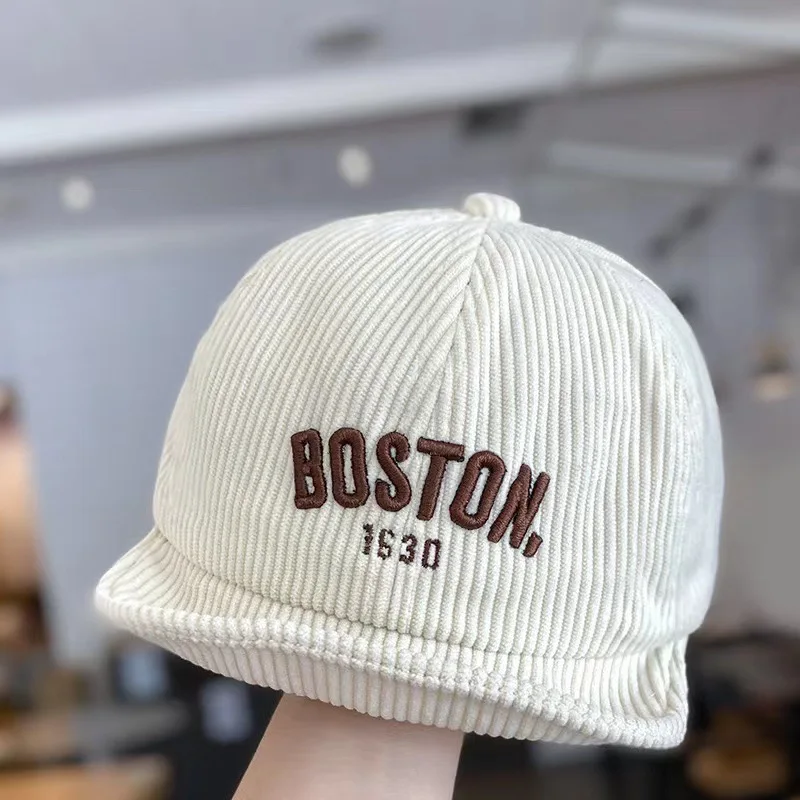 Korean Letter Baby Baseball Cap Autumn Corduroy Baby Boy Girl Peaked Hat Toddler Kids Adjustable Sun Hats 5