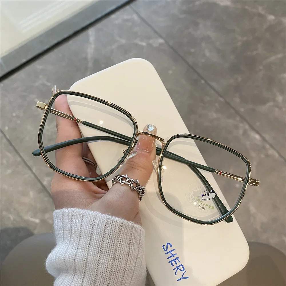 Myopia Glasses Anti Blue Light  White Korean Style Large Frame Glasses Fashion Girls Transparent Glasses Leopard Glasses 3