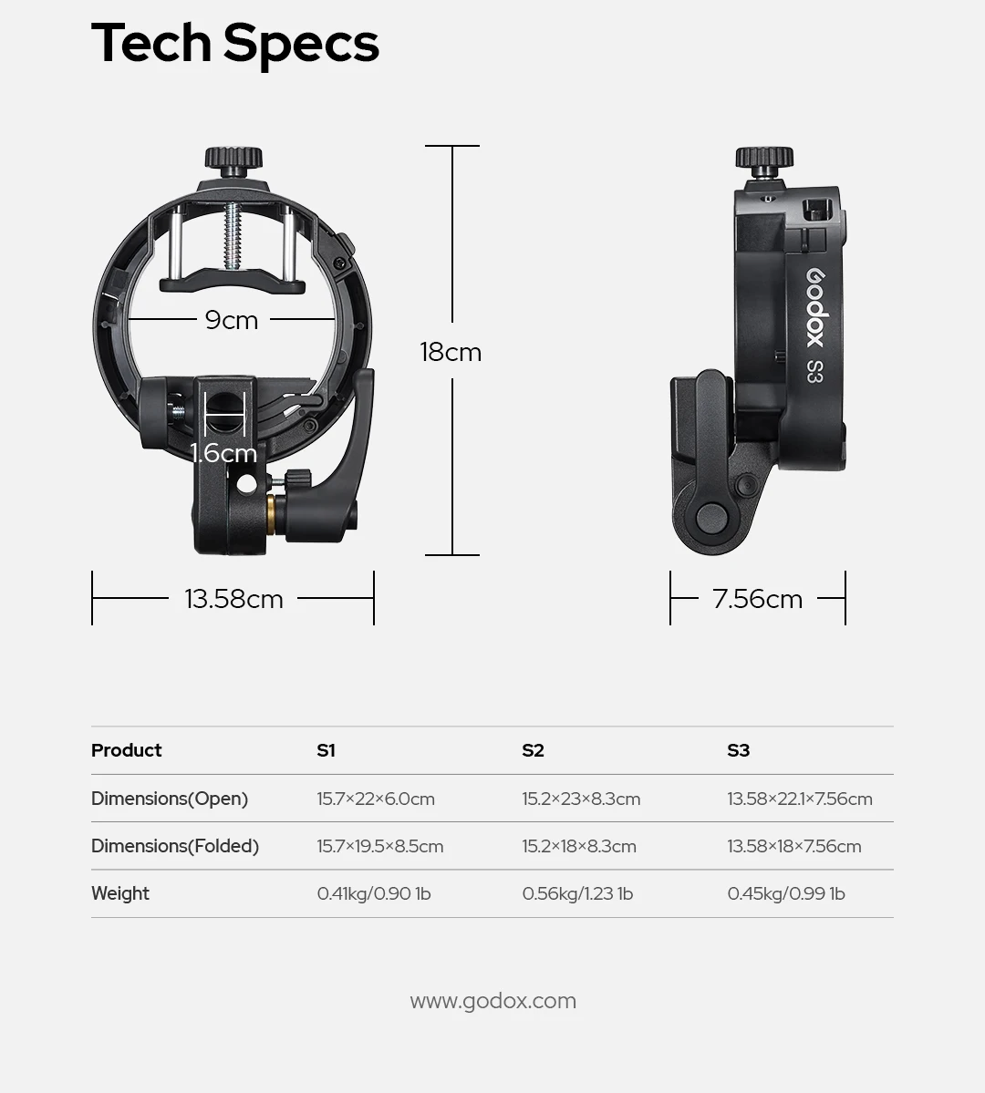 S3 Flash Holder Bracket Bowens Mount Flash Bracket for  Flash V100, V860llI, TT3