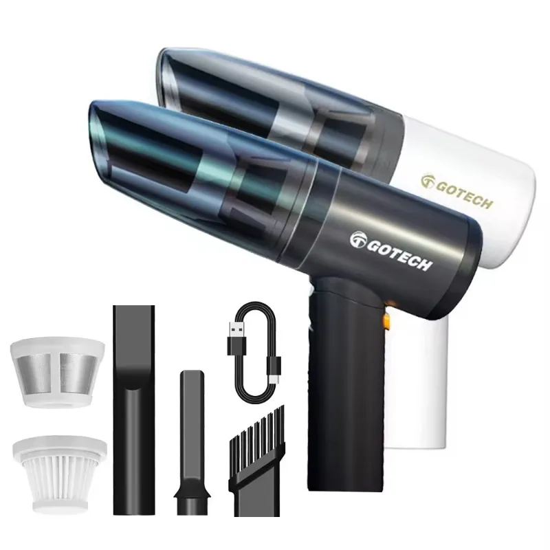 충전식 휴대용 미니 자동차 진공 청소기, 8000pa 흡입력, 내장 2000mAh 배터리, 매우 긴 수명