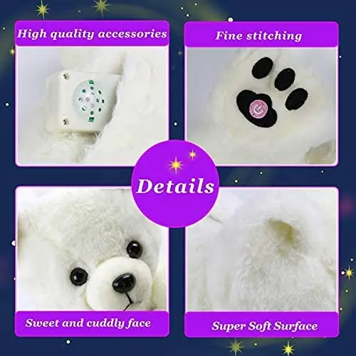 37cm Stuffed Polar Bear Plush Doll Animals LED Plush Toy Music Night Lights Glow Pillow White Bear Birthday Gift for Girls Kids plush toy