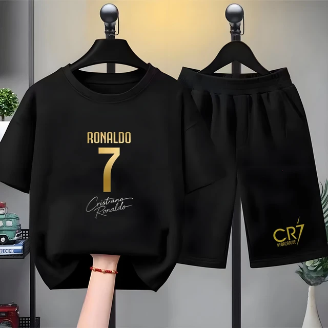 T-shirt à manches courtes + short noir pour enfants, ensemble de sport pour garçons et filles de 3 à 12 ans, joueur de football No. 7 Summe cool Clothing 1