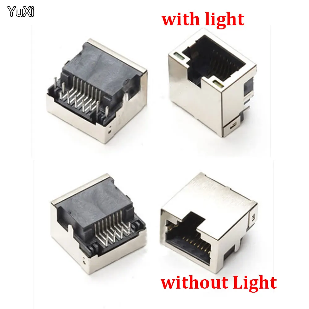 

YUXI 2pcs RJ45 Femlae Socket SP32 Network Jack Connector Filter Interface 8P8C Crystal Head with / without Light