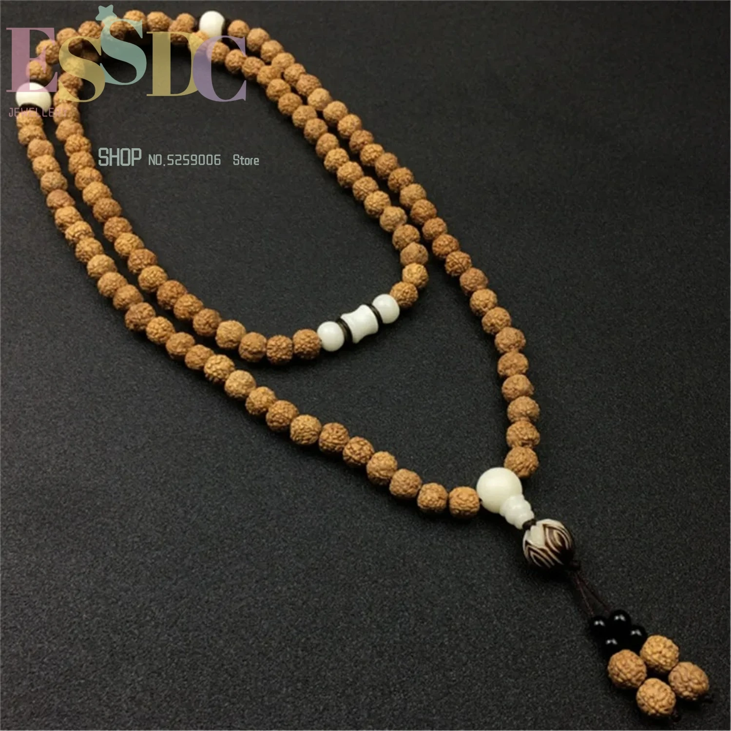Hot Sale 9mm Natural 108 Rudraksha Beads Necklace Fashion Male's Dragon Scale Grain Original Seed Bodhi Lotus Bracelet Dropship