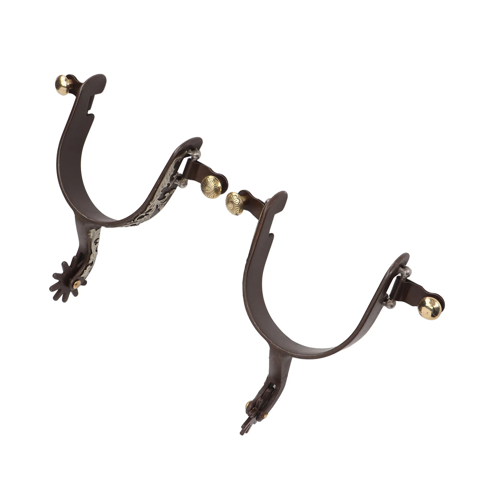 2Pcs Horse Spurs Western Cowboy Spurs Vintage Bronze Low Carbon Steel Horse with Turnable Gear for