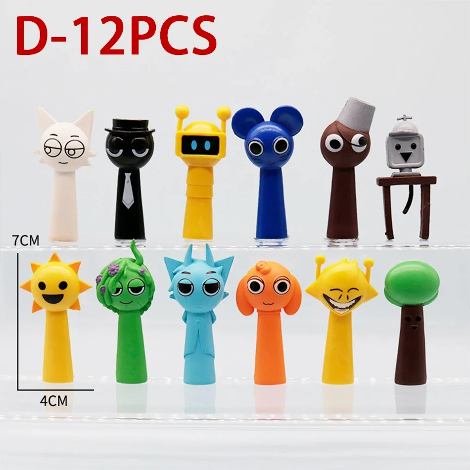 12Pcs/Set Funny Sprunki Figuras Model 6-8cm PVC Sprunki Game Anime Action Figure Toys Cartoon Children Birthday Gifts