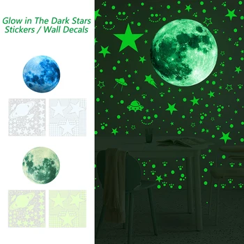 New Luminous Moon Stars Wall Stickers for Kids Room Home Decoration Wall Decals Glow in the Dark Bedroom Ceiling Decor Decals 1