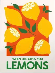 Vibrant Pink - Orange Strawberry Lemon Canvas Art - Modern Avant - Garde Wall Decor - 40x60cm No Frame (Green)