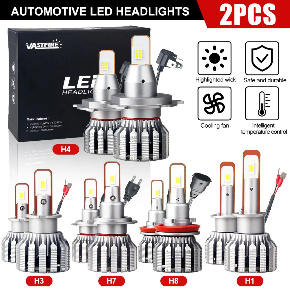 

2PCS/Set H1 H4/9003 H3 H7 H11/H9/H8 Car LED Headlights 9000LM White Halogen Ultra Bright Automotive Fog Lights Turbo Mini Lamp