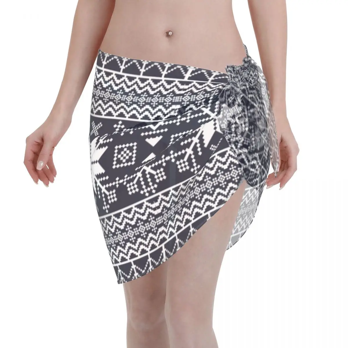 

Sexy Women Geometric Pattern Boho Perspective Short Sarongs Swimsuit Coverups Bikinis Cover-Ups Skirts Beach Short Skirts