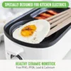 3-in-1 Breakfast Maker Station, Ceramic Nonstick Dual Griddles & Breakfast Sandwiches, 2 Slice Toast Drawer, White 2