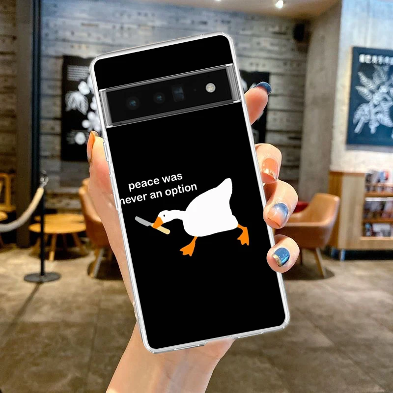 Transparent Soft TPU Phone Case Cover with Cute Goose Duck Game Design