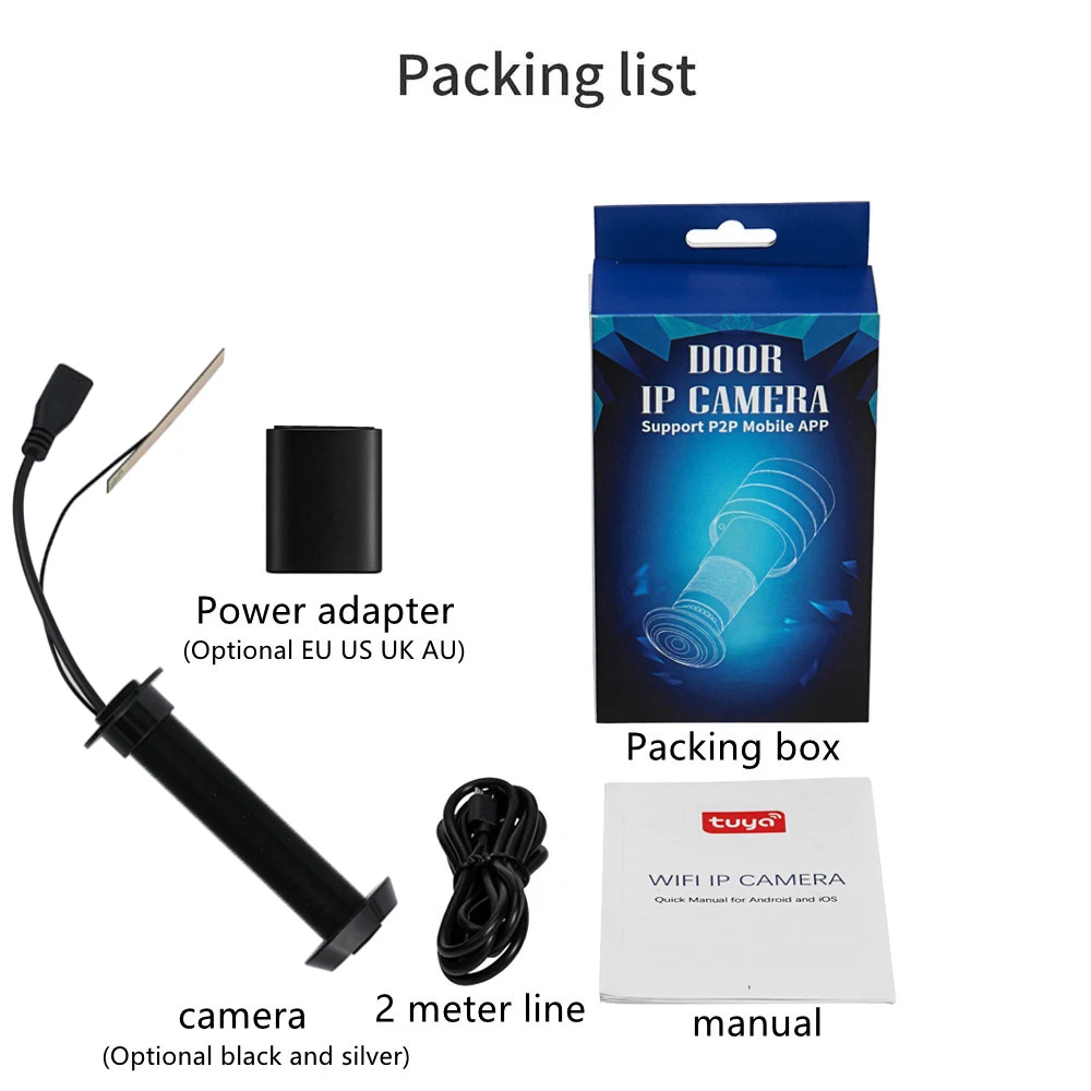 Cámara de seguridad con WiFi para puerta, Mini mirilla de 16mm de diámetro, Ojo de Gato, gran angular, IR, visión nocturna infrarroja, P2P, ONVIF