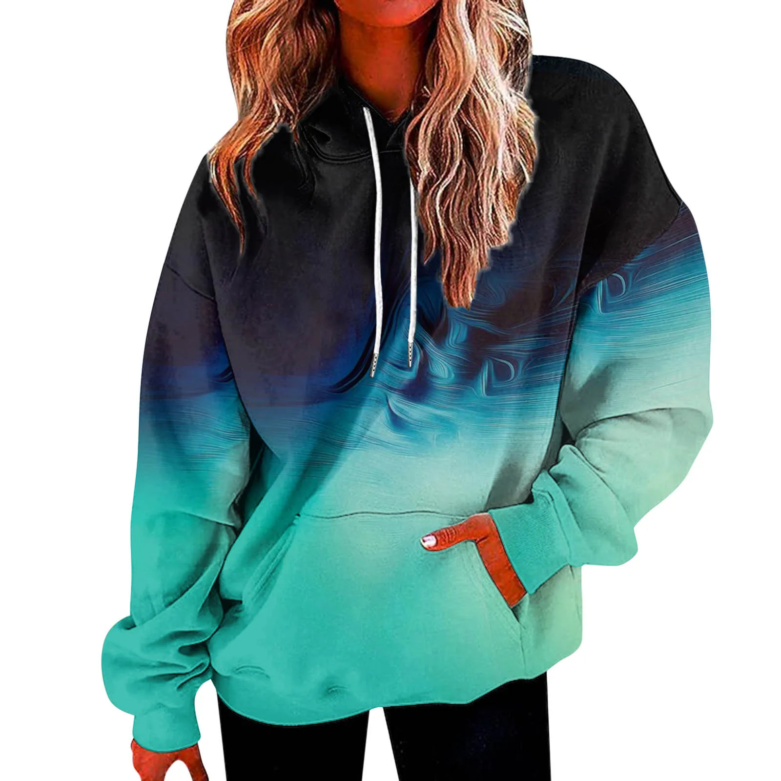 Gradient Printed Sweatshirt Hoodies Women/men Casual Harajuku Hoodie Sweatshirts Fashion Fleece Coat Fall Clothes Pullover