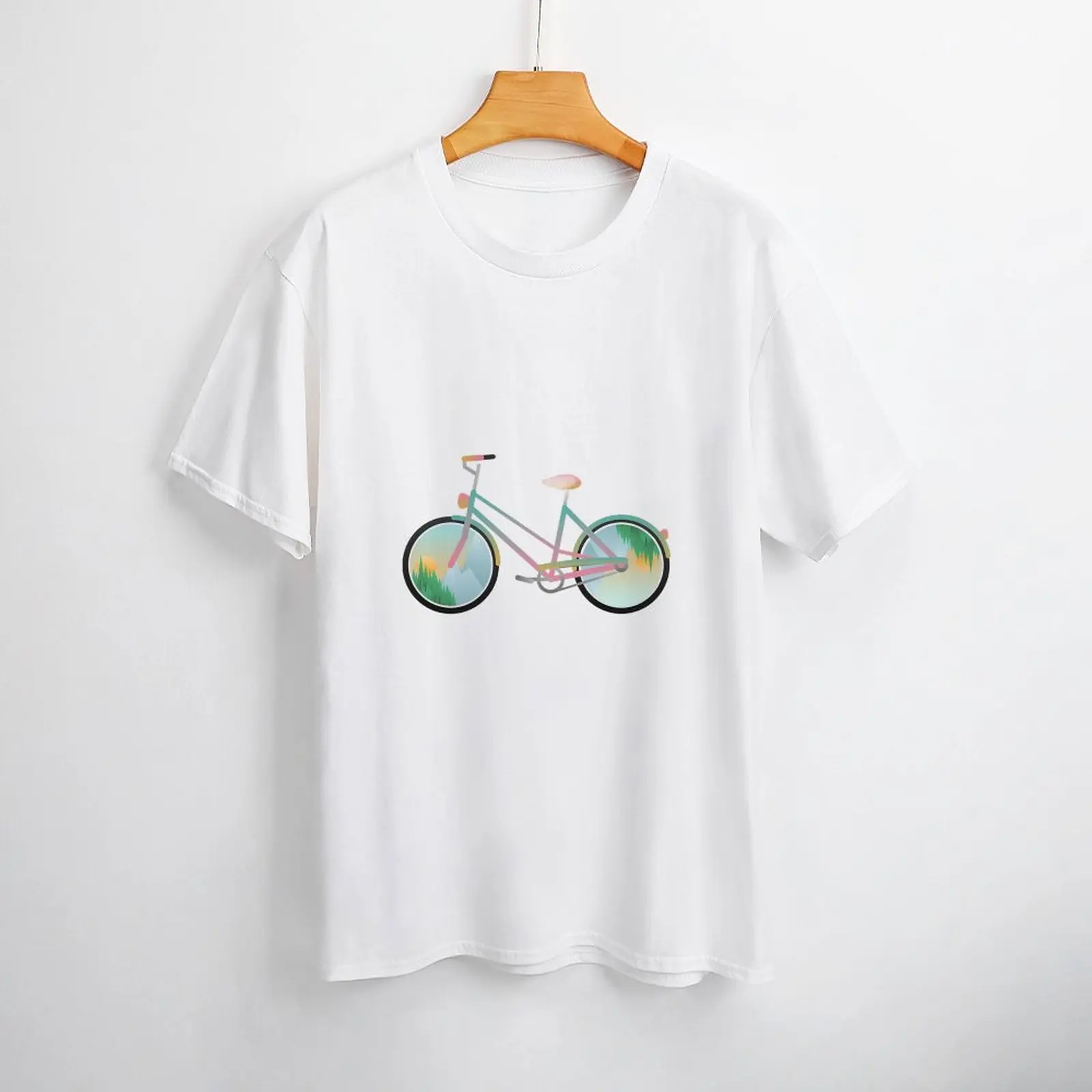 

Женская футболка студентошимп My Bike, Женская весенне-летняя футболка с изображением животных из мультфильмов, свежий и милый белый топ с коротким рукавом для девушек