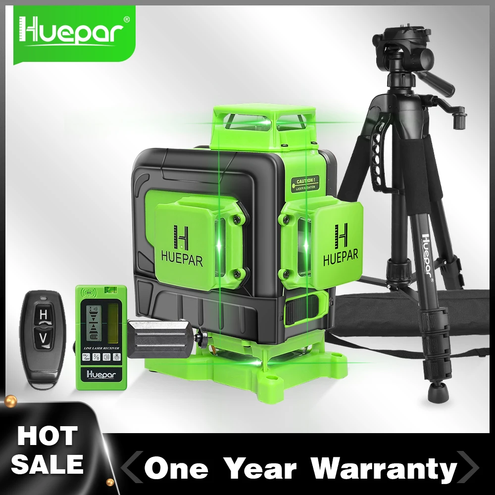 Huepar 4D 16 Linee Di Livello Laser A Linee Incrociate Linee Di Raggio Verde Multifunzione E Telecomando Con Batteria Agli Ioni Di Litio Per Pavimento