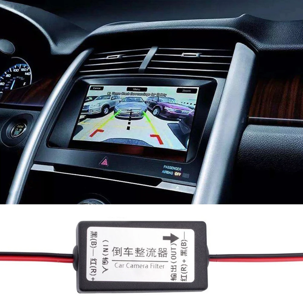12V DC Car Camera Relay Regulator Car Rear View Rectifier Solve Ripple Splash Capacitor Filter Connector for Backup Auto Camera