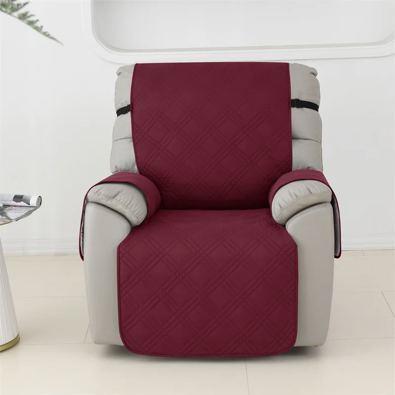 1seater Waterproof Recliner Cover Solid Color Quilted Armchair Slipcover Pet Kids Accent Couch Cushion Living Room Hotel Home 6