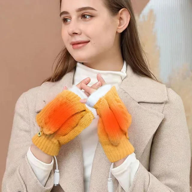 Téli Usb Fűtött Kesztyű Meleg Termikus Öt Ujja Érintőképernyő Fűtőpárnák Férfiak - Image 3