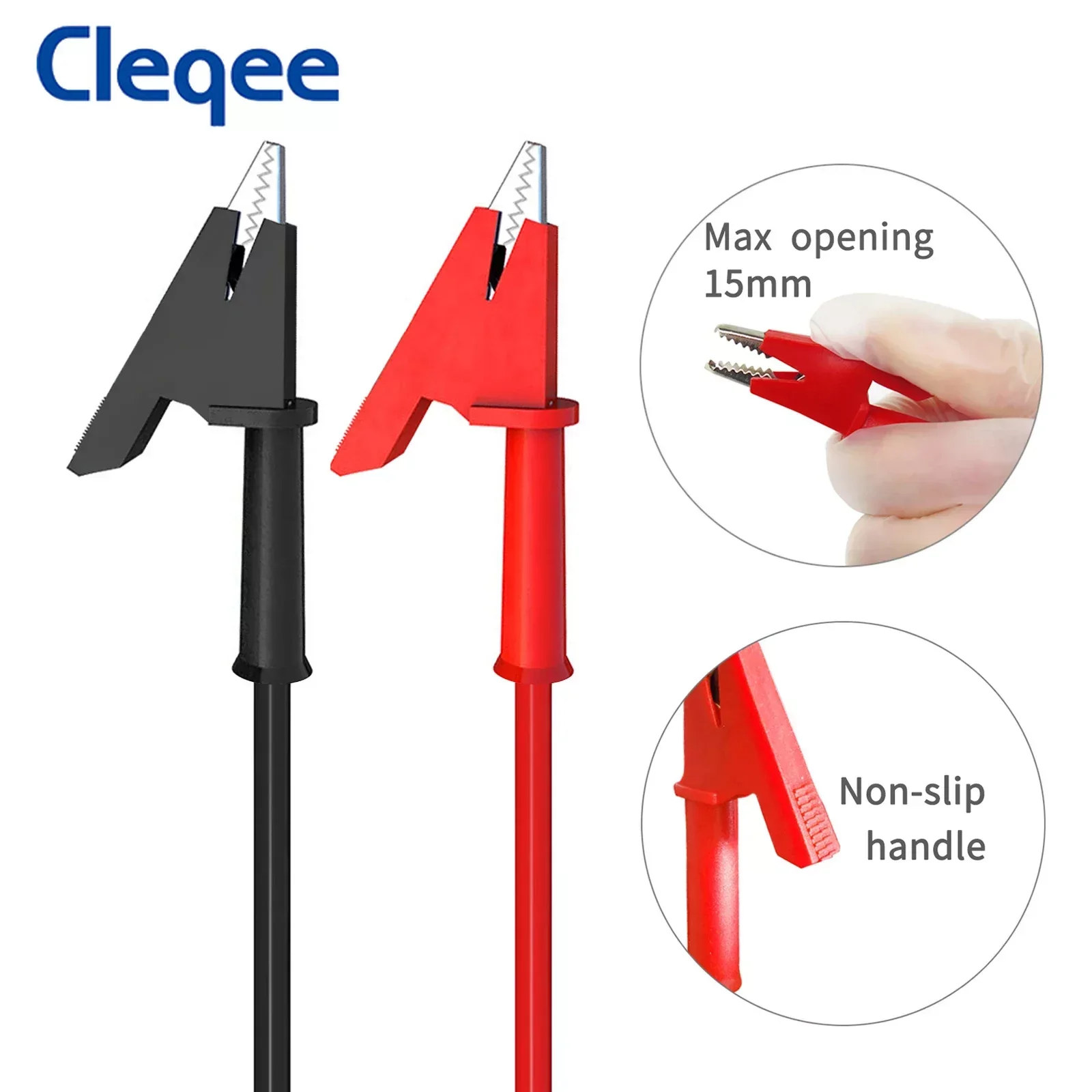 Cleqee P1024 5pcs Dual Alligator Clip Test Lead Crocodile Clamp Cable Wire 1M/2M/3M/5M Multimeter Electronic Testing HAVC Tool