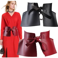 New Spring Fashion Solid Color Black Red Pu Leather Bow Belt Women Fashion Tide All-match