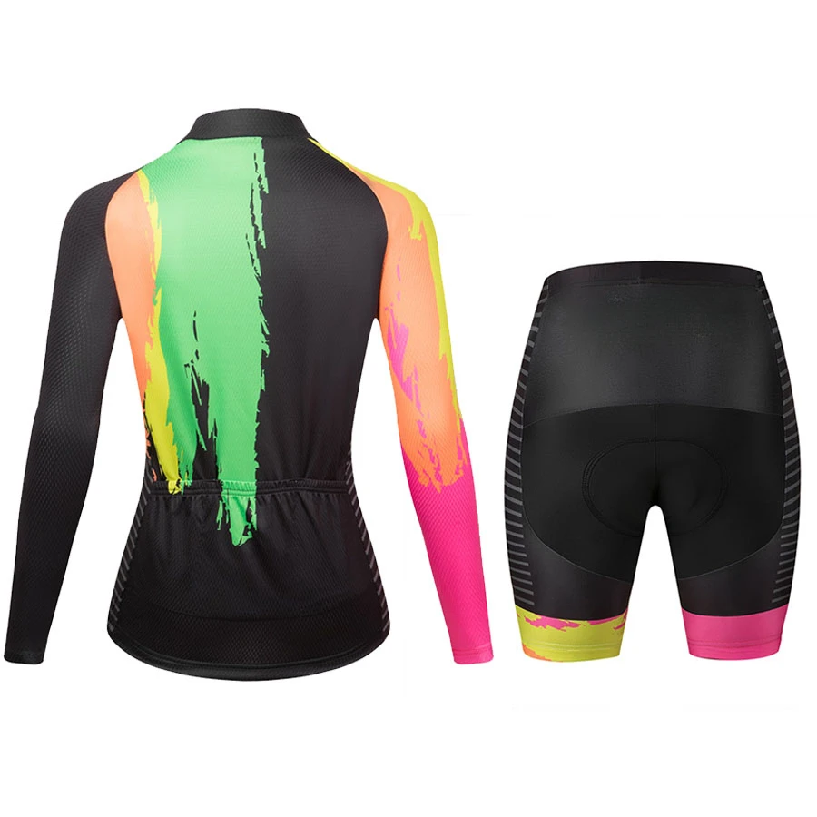 Women's Fashion Long Sleeve Cycling Jersey Sets 2023 Conjunto Feminino Ciclismo Short Pants Gel Pad Summer 2