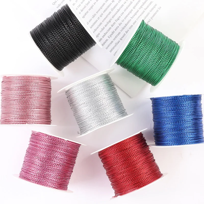 Golden Wire Rope 1mmx20m Hanging Tag Rope Golden Scallion Thread Colorful Round Core Rope Eight Strand Gift Decoration DIY Handm