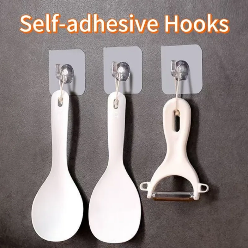 5-50Pcs Self-adhesive Hooks Transparent Door Wall Hook Child Heavy Load Rack Kitchen Bathroom Towel Key Rack Sticky Hook