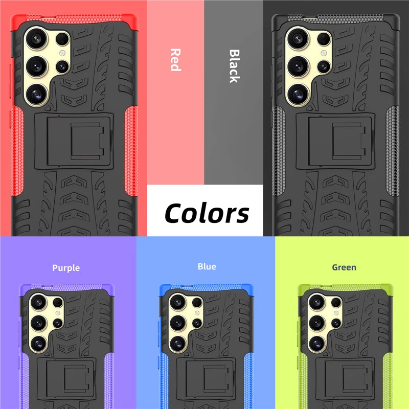 

For Samsung Galaxy S24 Ultra Case For Samsung Galaxy S24 Plus S24 Ultra Cover Shockproof Rubber Armor Texture Holder Bumper