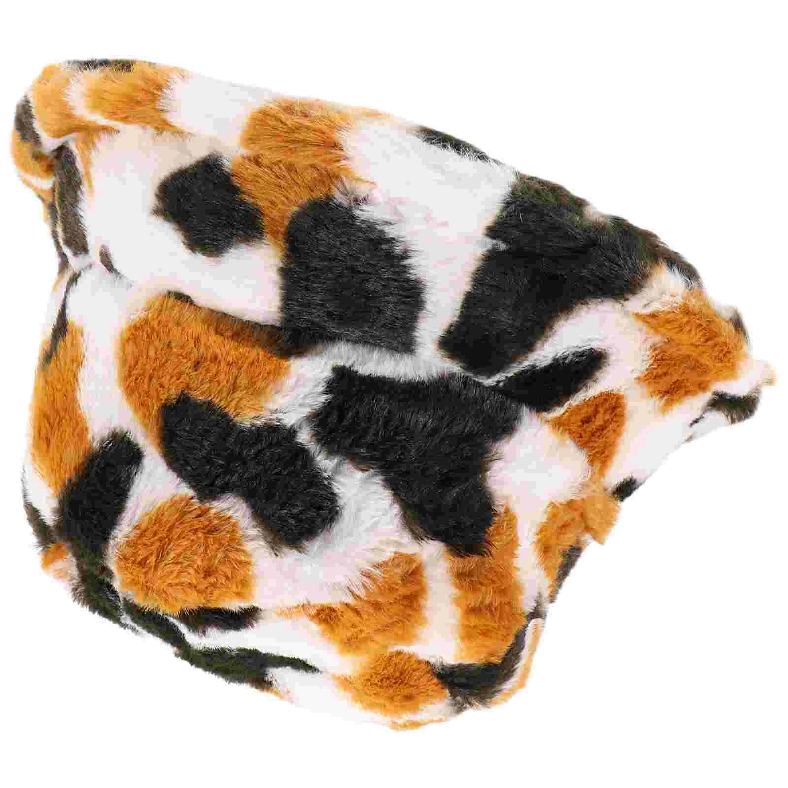 

Plush Bucket Hat Warm Bucket Hat Cow Print Fisherman Hat Fashion Bucket Hat Plush Hat