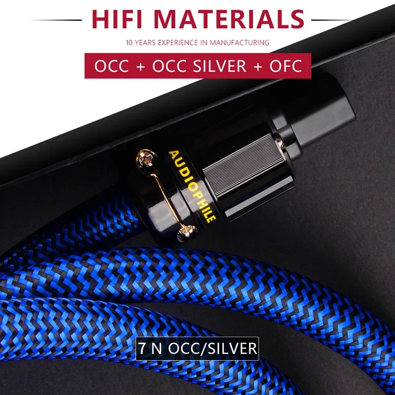 7N OCC HiFi Audio EU/US Power Cord Double Shielded With Gold-plated Plug AC Power Kabel for Speaker Amplifier Filtre