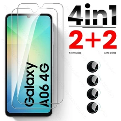 Multi-Functional Protective Glass Case with Camera Lens Screen Protector for Samsung A06 4G (4In1 2Front 2Lens)