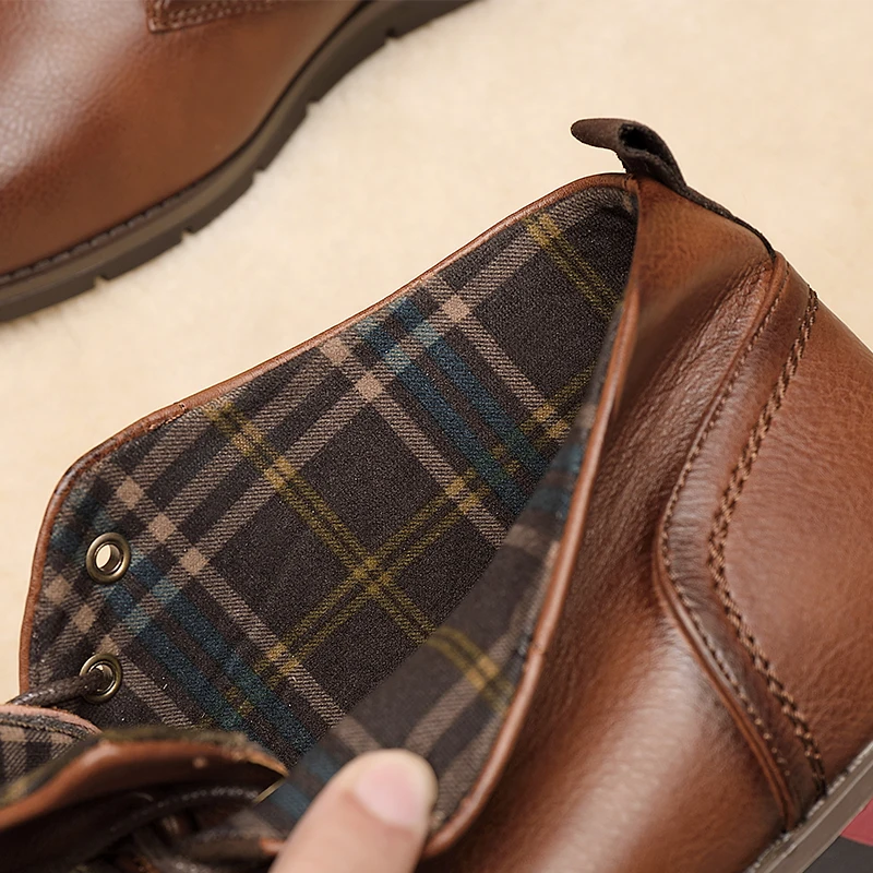 Men Leather Boots Business Mens Boots Ankle Boots Spring/Autumn Men Boots Lace-up Brown Men Pu Leather Casual
